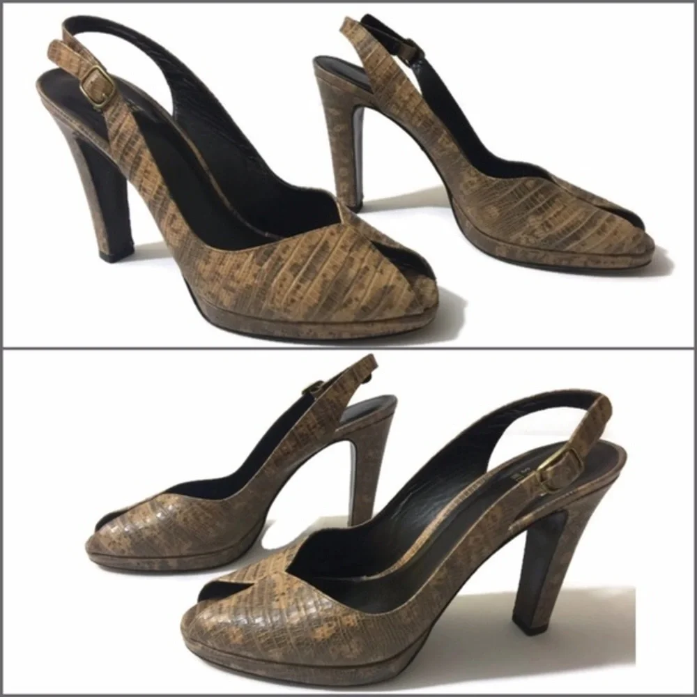 𝅺stuart Weitzman Snakeskin Slingback Heels - Picture 3 of 4